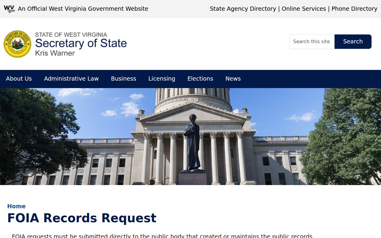 Hampshire County former owner deed research request routed under West Virginia FOIA guidance