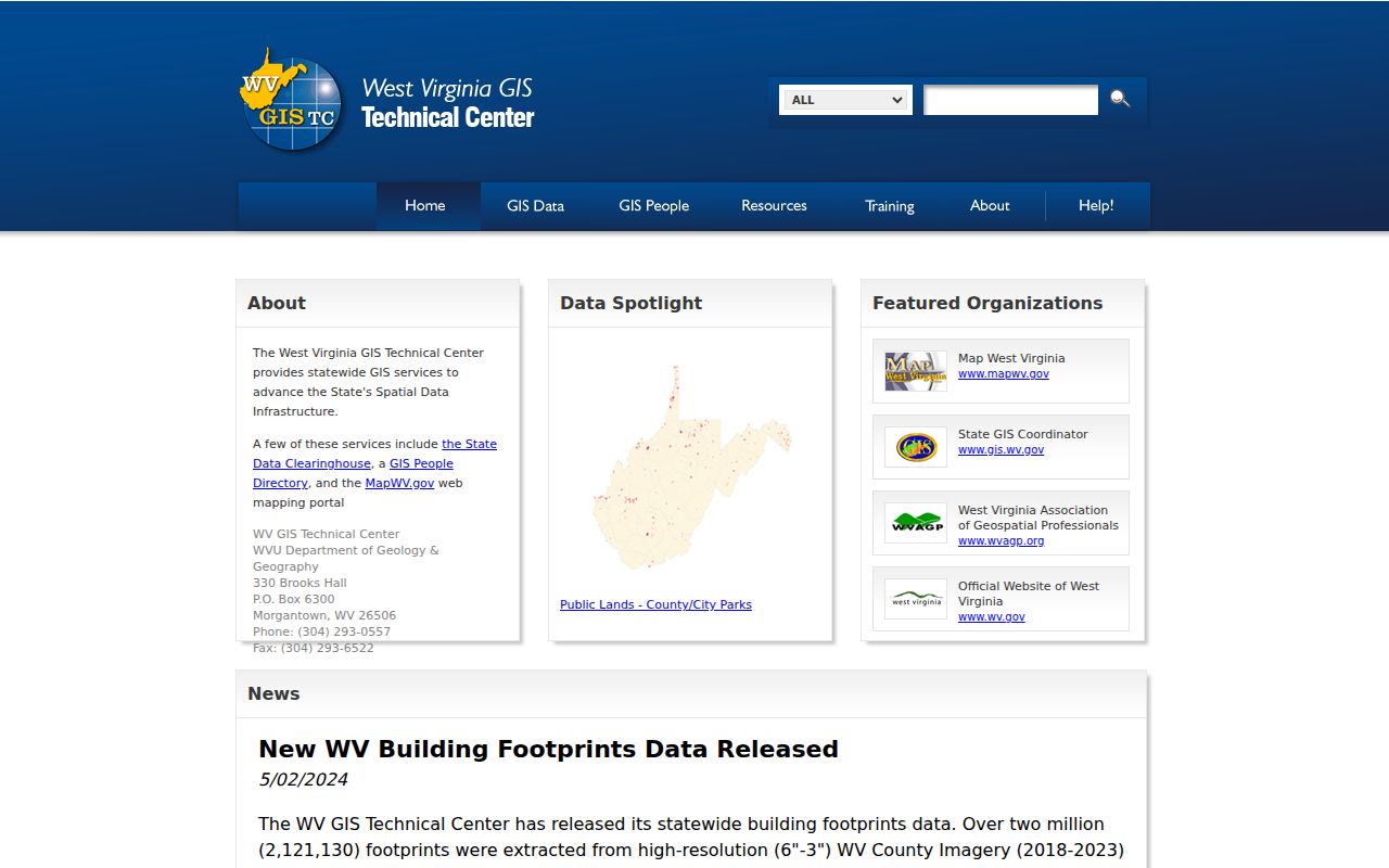 Hampshire County parcel map data download source at the WV GIS Clearinghouse