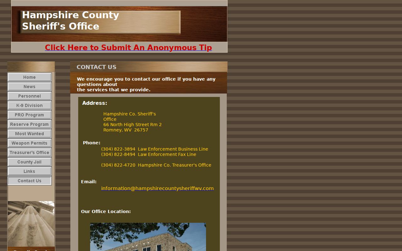 Hampshire County property tax office and Capon Bridge substation contact details
